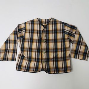 VTG 60s 70s Boy Baby Fall Jacket Plaid Brown Print